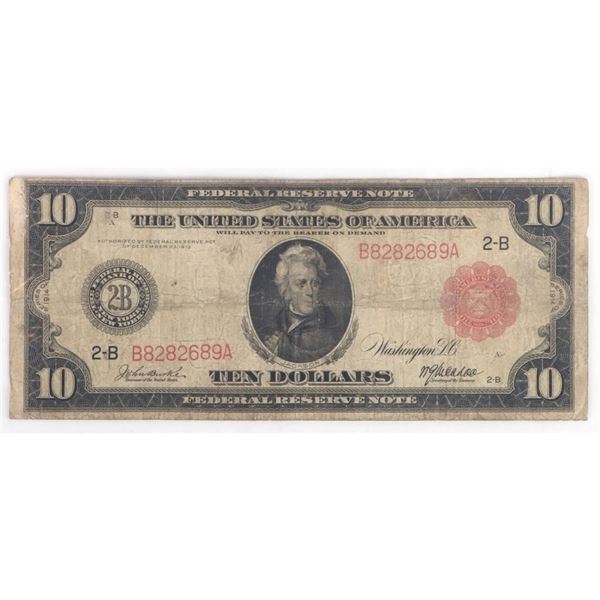 RARE SERIES 1914 RED SEAL $10 JACKSON BANKNOTE
