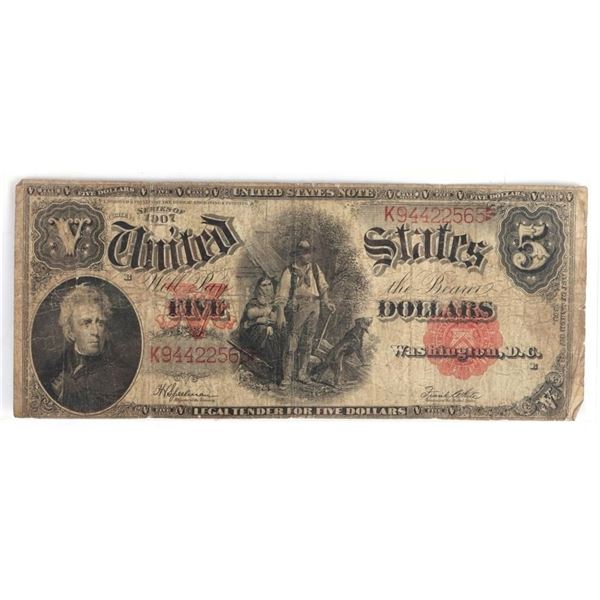1907 SERIES $5 "WOODCHOPPER" FR#91 BANKNOTE