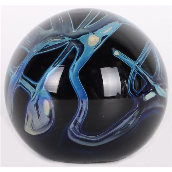 BEAUTIFUL ART GLASS BALL SIGNED JOE FLECK