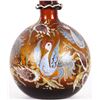 Image 3 : VINTAGE ROYO ENAMELED GLASS BIRD AMBER VASE