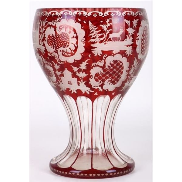BOHEMIAN RUBY RED MOSER LARGE CRANBERRY GOBLET