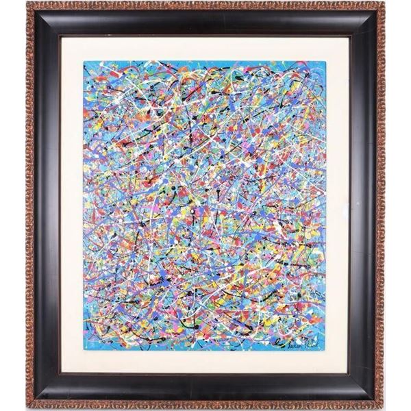 AFTER JACKSON POLLOCK ORIGINAL OIL PAINTING Framed