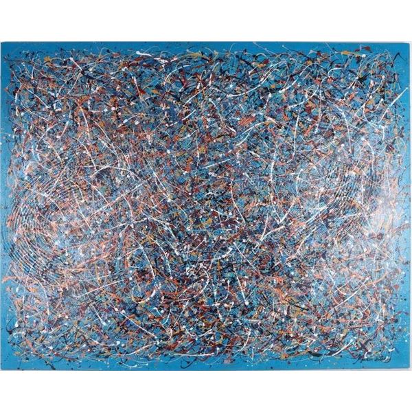 AFTER J. POLLOCK ABSTRACT OIL ON CANVAS