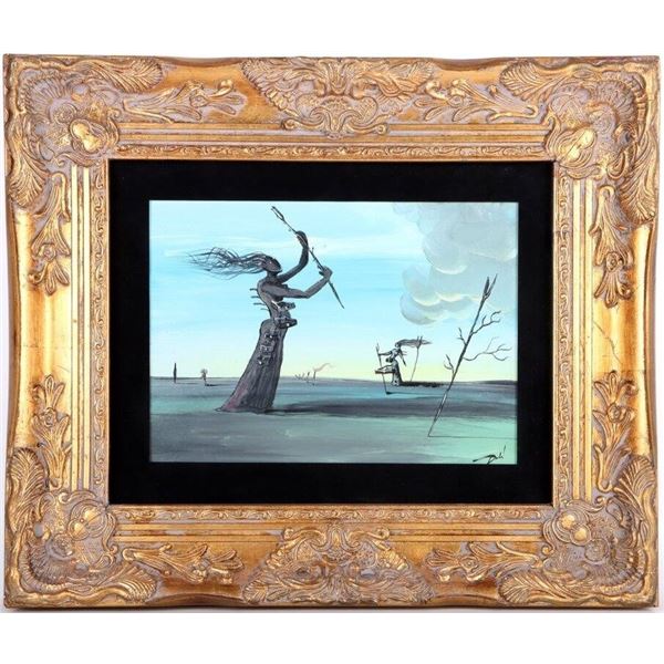 SIGNED SALVADOR DALI SURREALISM FRAMED PAINTING