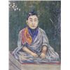Image 2 : OIL ON BOARD DEPICTING AN ASIAN MAN MEDIATING