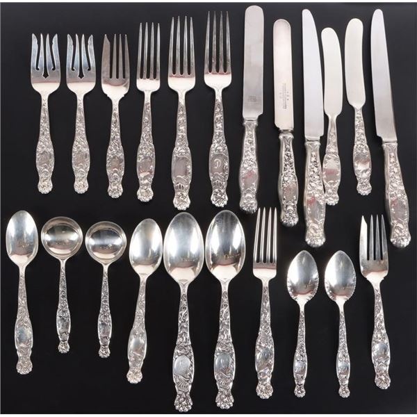 ANTIQUE WHITING HERALDIC STERLING SILVER FLATWARE