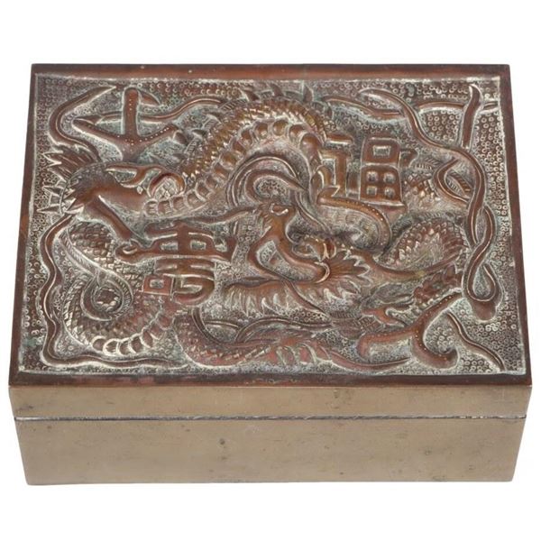 ANCIENT CHINESE BRASS  CIGARETTE DRAGON BOX