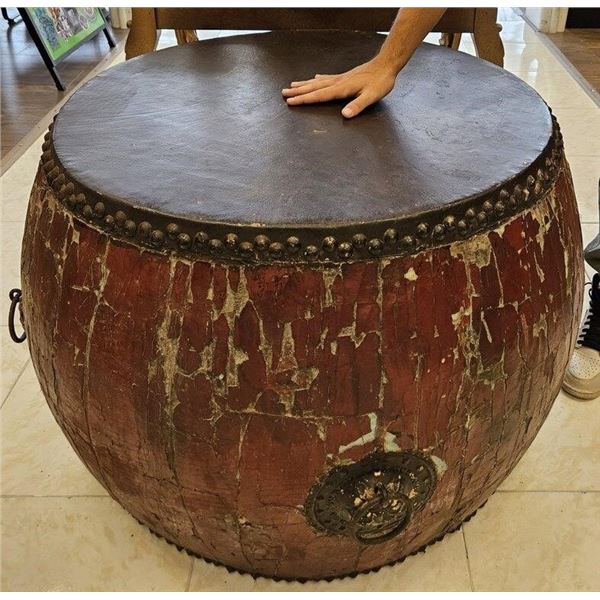 36" ANTIQUE CEREMONIAL CHINESE THUNDER DRUM