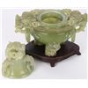 Image 2 : SOLID JADEITE ASIAN CARVED INCENSE BURNER W/ STAND
