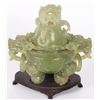Image 4 : SOLID JADEITE ASIAN CARVED INCENSE BURNER W/ STAND