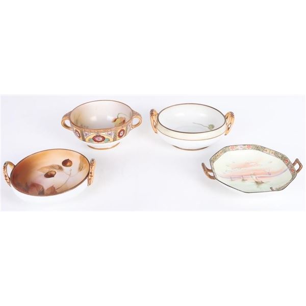 NIPPON HAND PAINTED BOWLS & PLATES ( 7)