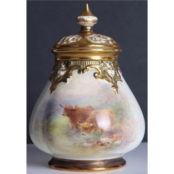 ROYAL WORCESTER POT POURRI VASE SIGNED H. STATON