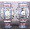 Image 1 : CHINESE FAMILIE ROSE PORCELAIN LANTERNS SET OF 2