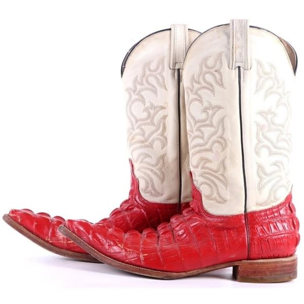 VINTAGE MEXICAN RED/WHITE GATOR SKIN MENS 10 BOOTS