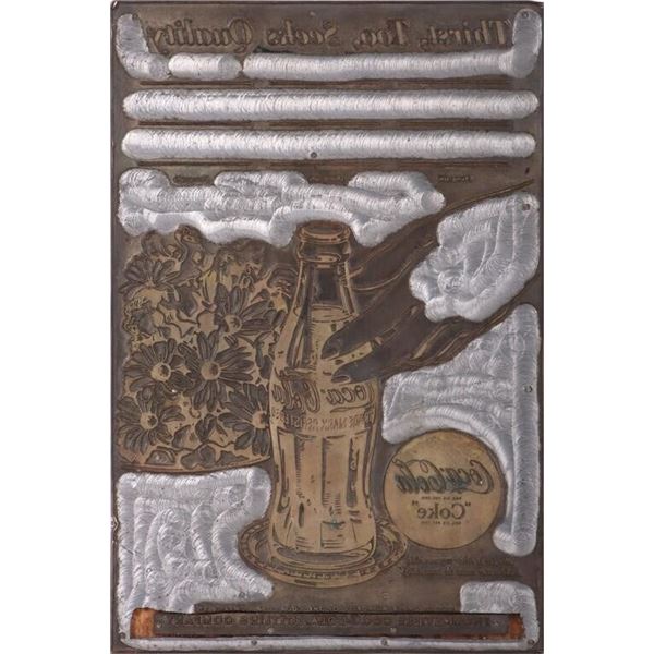 VINTAGE THOMASVILLE COCA-COLA BOTTLE PRESS BLOCK