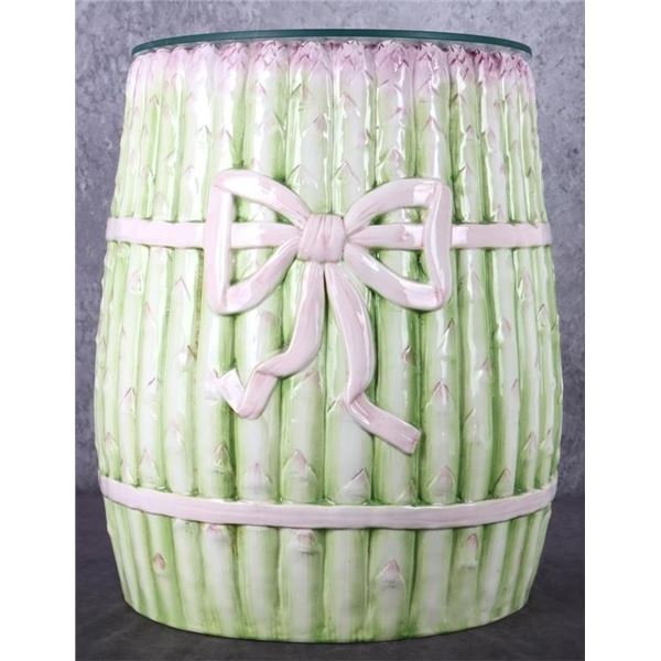 BUNDLED ASPARAGUS PORCELAIN ITALIAN GARDEN STOOL