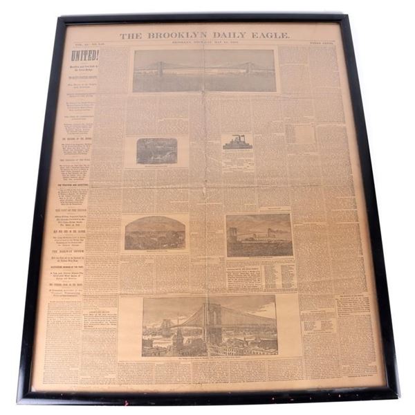 THE BROOKLYN DAILY EAGLE 1883 NEWSPAPER FRAMED