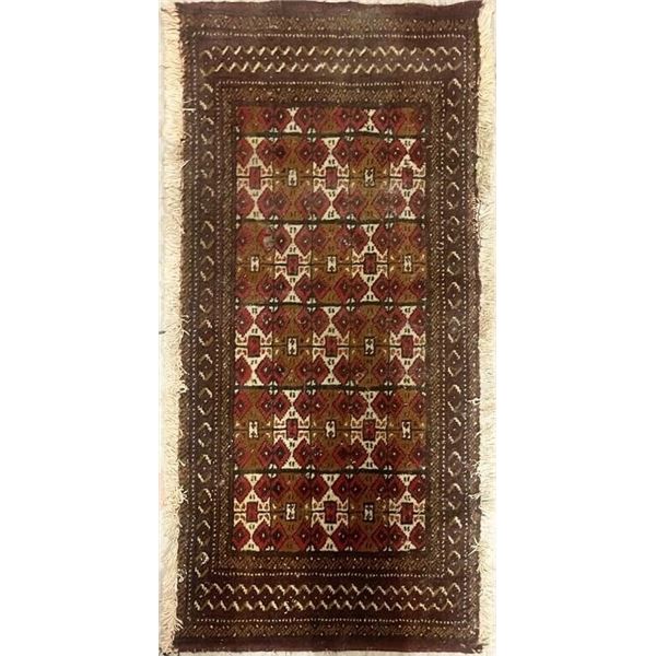 ORNATE PERSIAN DEEP RED SILK ANTIQUE DOOR RUG