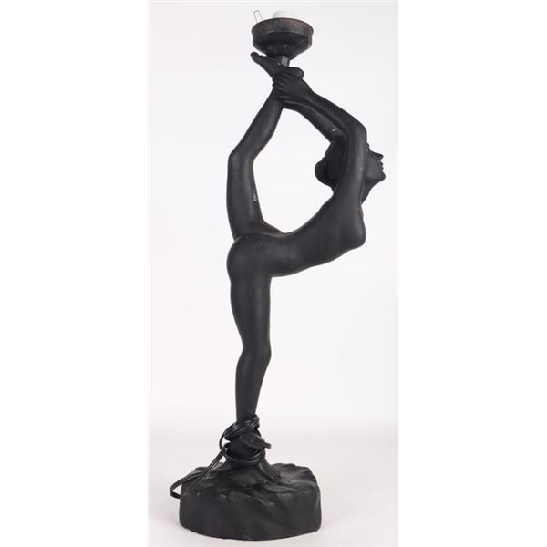 VINTAGE ART DECO NUDE LADY DANCER TABLE LAMP