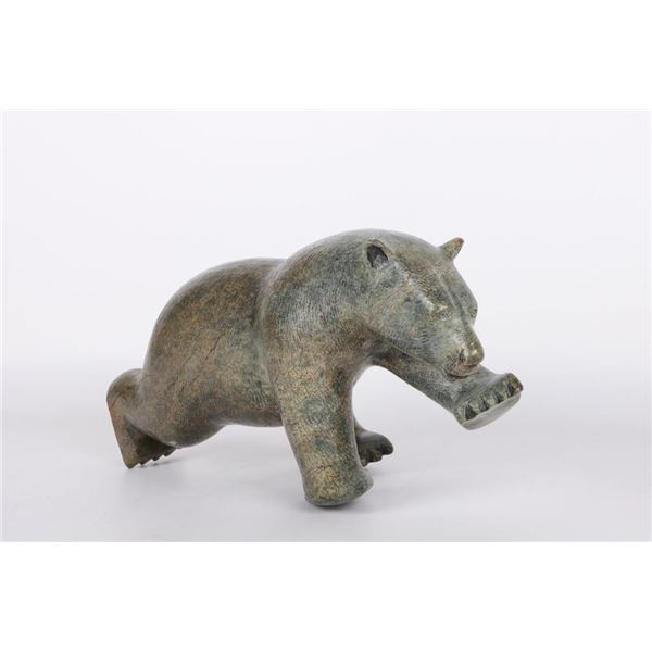 6.6 KG SOLID GREEN JADE CARVED BEAR STATUE