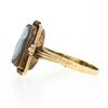 Image 5 : Antique 10k Gold Bezel Rectangular Carved Hard Stone w/ Open Frame Cameo Ring