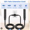 Image 1 : 12Ft Twin Extension Cord with 6 Outlets and 18AWG Power Cable