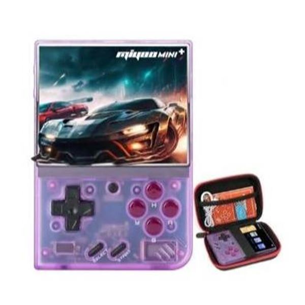 Miyoo Mini Plus 3.5-Inch HD Handheld Game Console with Purple Emulator and Case