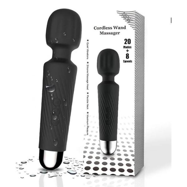 Cordless Rechargeable Wand Massager with 20 Modes and 8 Speeds