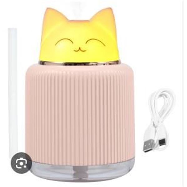 300ML Cat-Themed LED Humidifier with USB Power Support â€“ Pink