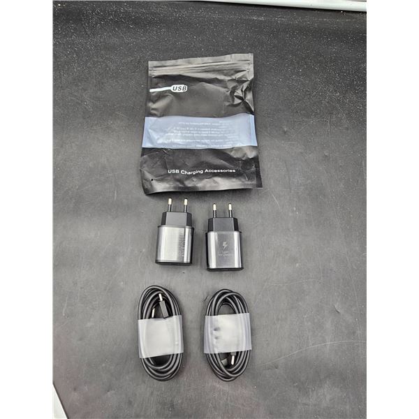 Lot of 2 â€“ USB UK Prong â€“ USB-C Charging Accessories with Ad