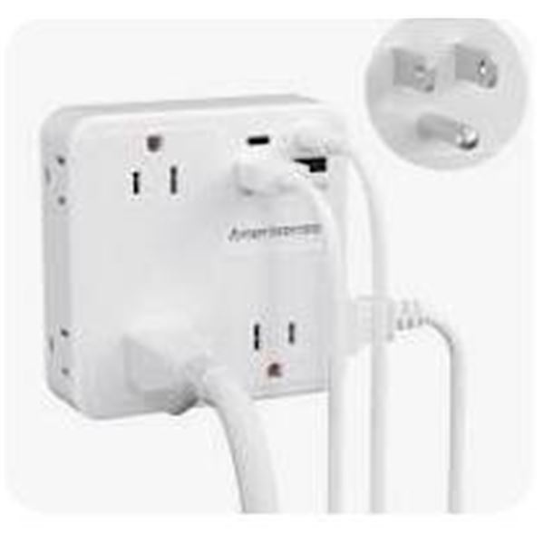 Amerisense AS-PS18W-5FT Power Strip with Surge Protector