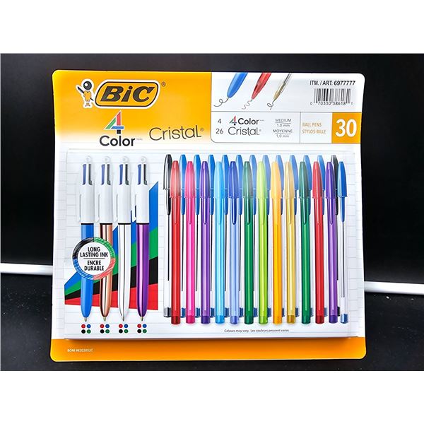 BIC 4-Color Cristal Pens Set, 30 Count