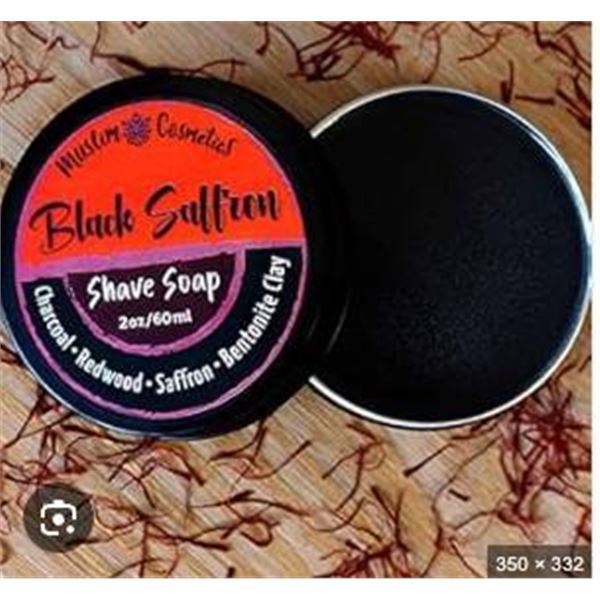 Black Saffron 2oz/60ml Charcoal Shave Soap â€“ Redwood, Saffron, Brazilian Clay
