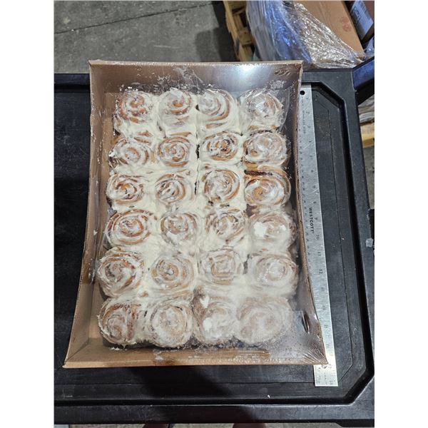 Tray of Cinnamon Rolls with Frosting, Approximately 24 Pieces