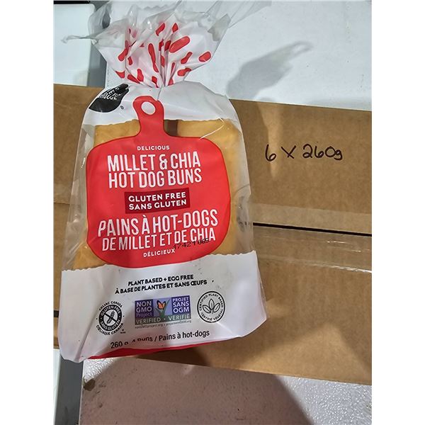 Gluten-Free Millet and Chia Hot Dog Buns, 6 x 260 g