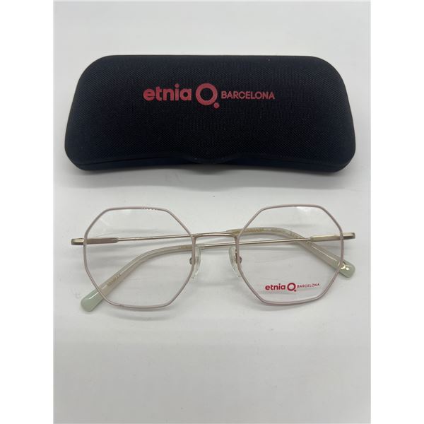 Etnia Barcelona Geometric Glasses with Metallic Frame and Case
