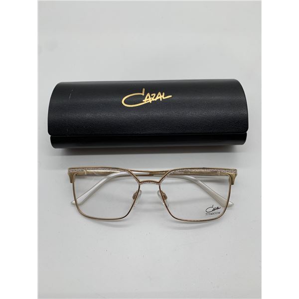 Cazal Eyeglasses with Protective Case and Gold-Tone Detailing