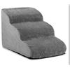 Image 1 : Three-Step Pet Stairs With Grey Woven Cover and Leather Badge