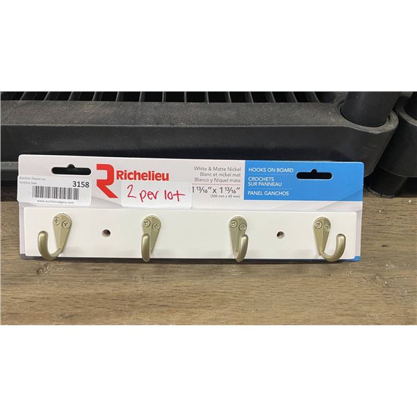 Richelieu White and Matte Nickel Hook Rack 2 Per Lot