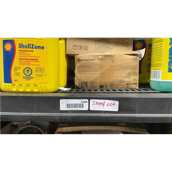 AssortedÂ  Lot with ShellZone Premixed Coolant, Rain-X Windshield Washer, and Ecosmart LED Lighting