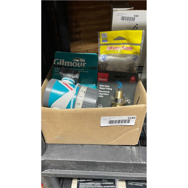 Box Lof of Assorted Home Repair & Upkeep Supplies Incl: Gilmour Adjustable Hose Nozzle and WaterRest