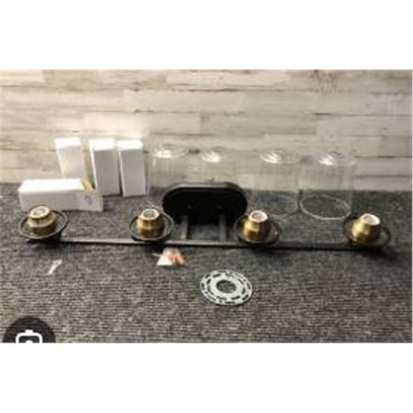 Four-Light Wall-Mounted Vanity Fixture with Glass Shades