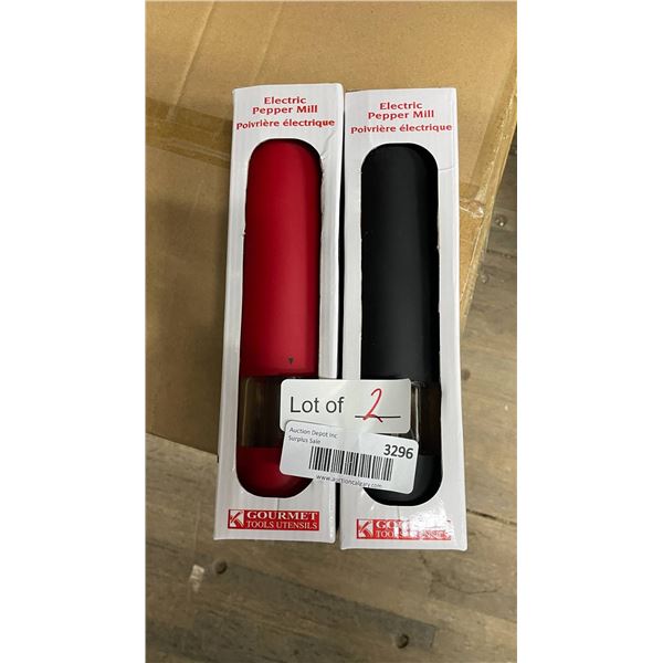 2 Electric Pepper Mills â€“ Red and Black Color Variants