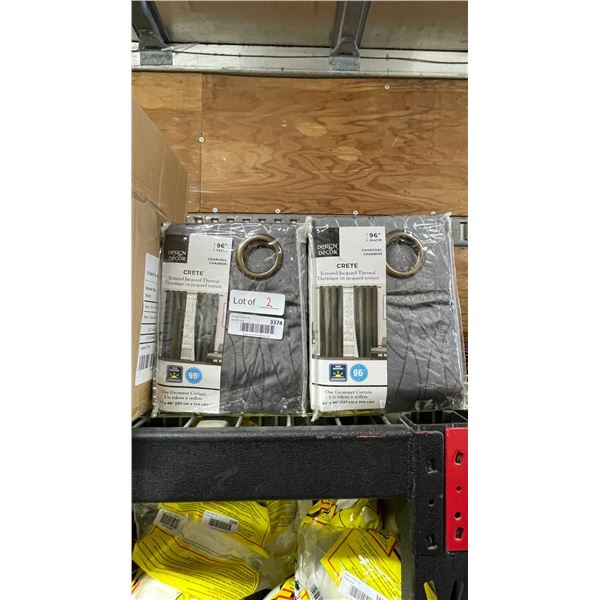 Lot of 2 Design Decor Crete Thermal Curtains, Charcoal, 96 x 54 Inches