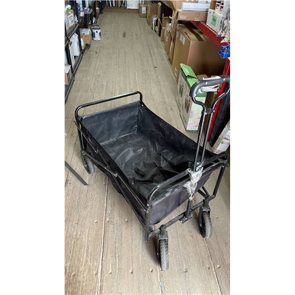 Collapsible Black Utility Wagon with Metal Frame and Fabric Bed