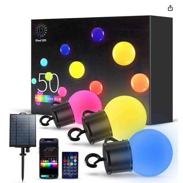 IDeal LED 50 Magic Color RGB Lights with Solar Outdoor Capabilities