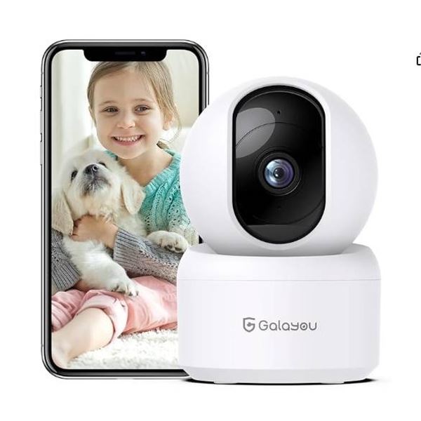 GALAYOU 2K Indoor Security Camera, Pet Camera, 360 Degree WiFi Home Security Camera for Baby/Elder/N