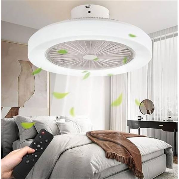 PIMFM Low Profile Ceiling Fan with Lights Flush Mount Ceiling Fan with Remote Control LED Dimming,19