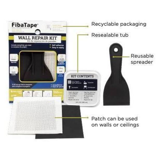 Wall Repair Kit, 4-Pack with FibaTape Patch