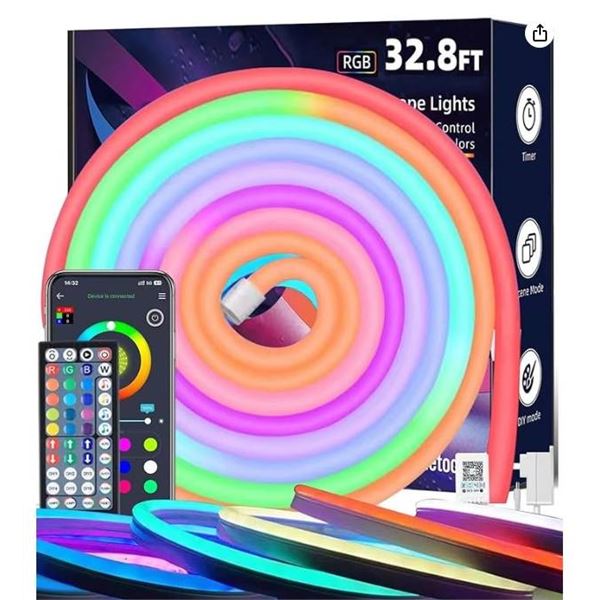 Keepsmile 32.8ft LED Neon Rope Lights with Remote Control